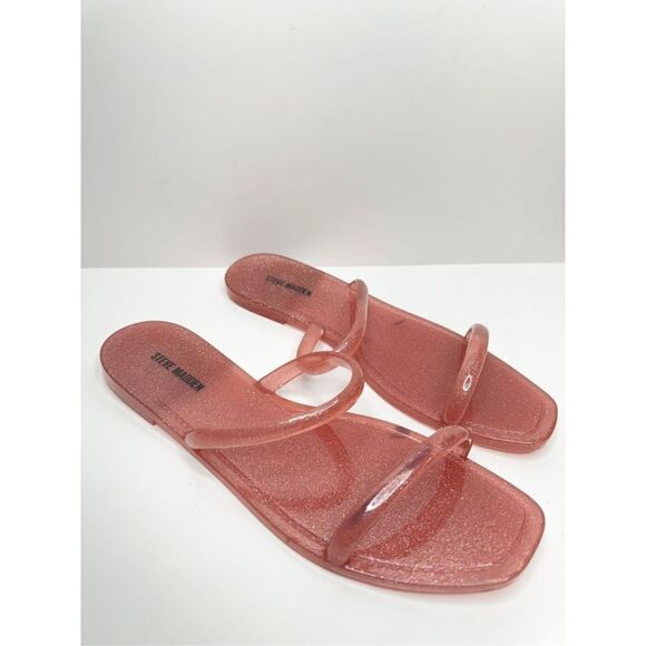 Steve Madden Sandals Womens Size 8 Pink Jelly Double Straps Slip On - Picture 3 of 7